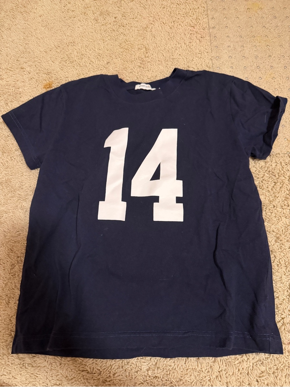 Amazon Navy Short Sleeve Tee with White '14' Graphic